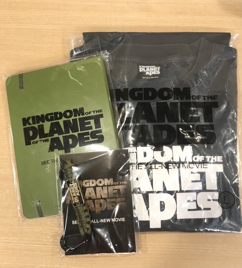 映画「猿の惑星/キングダム」Tシャツ・ノート・キーチェーンをプレゼント！！