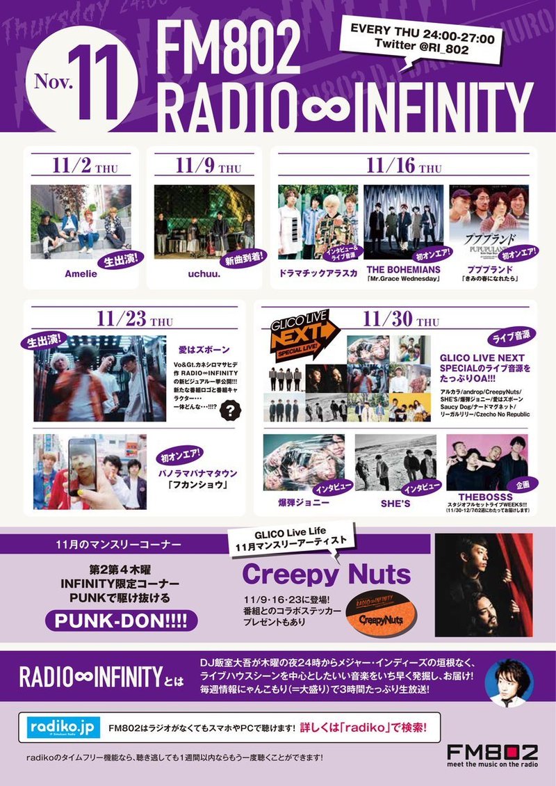 11月のRADIO∞INFINITY #RI802 #FM802